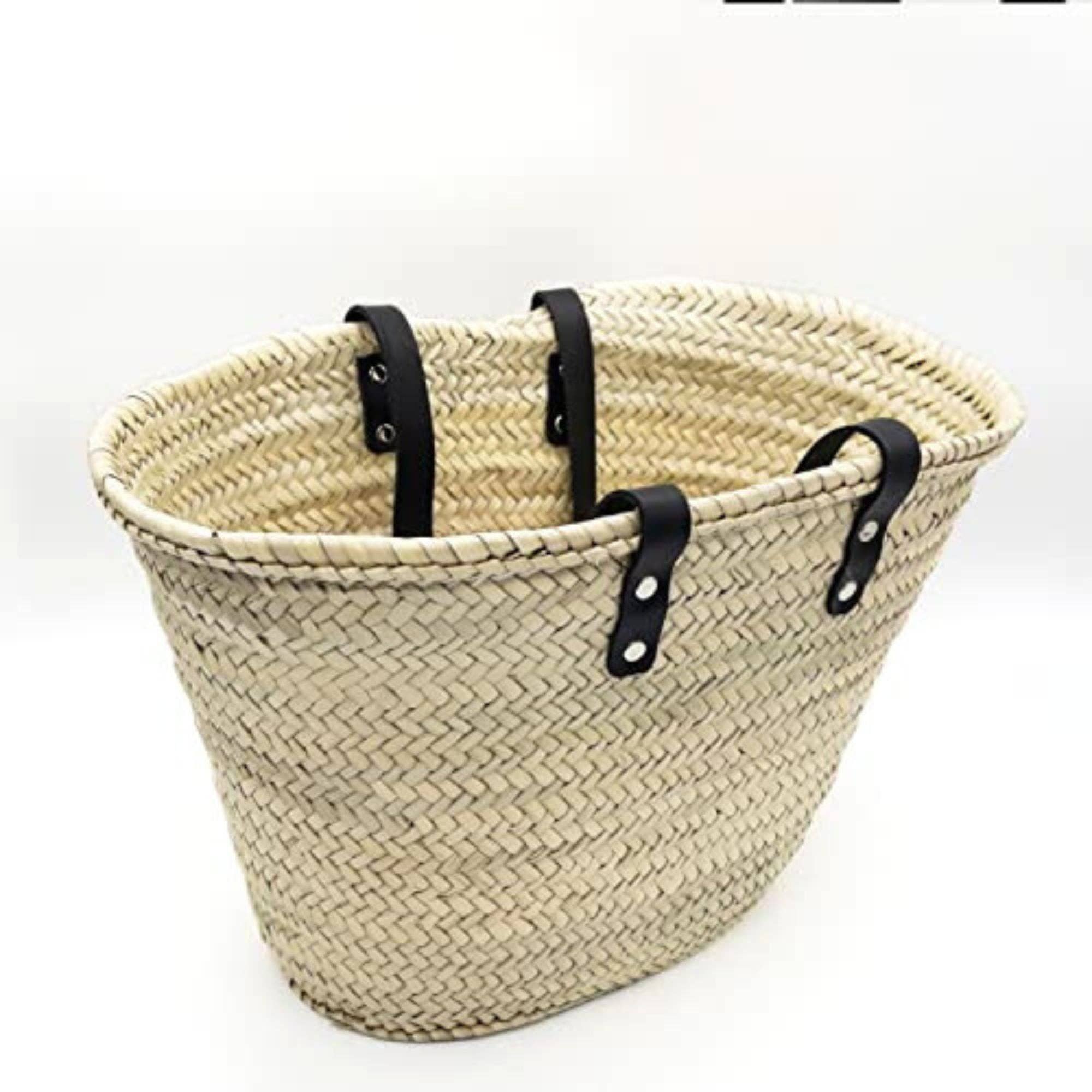 French Market Bags Basket Beach Bag with Leather Handles #3