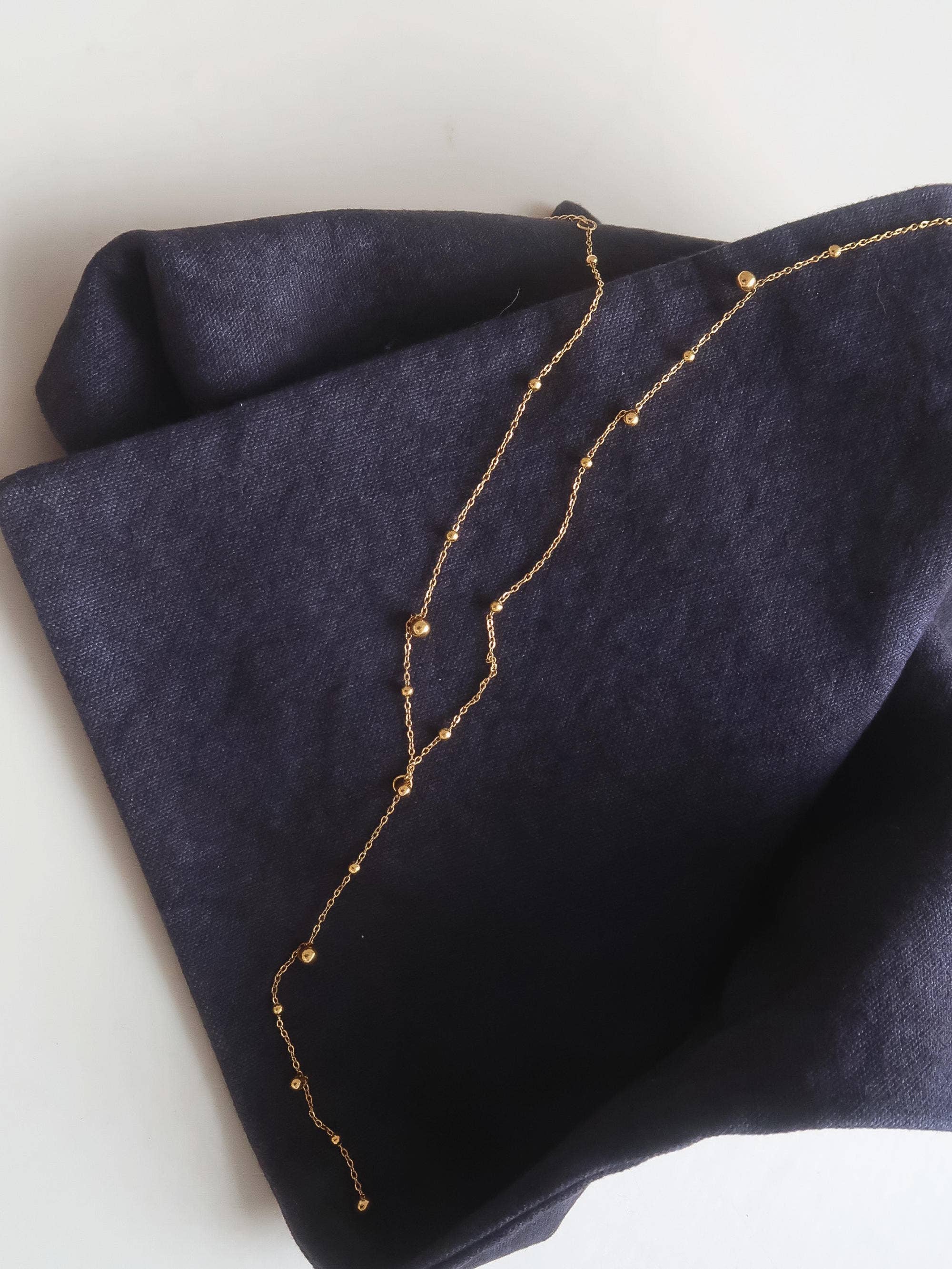 Flânerie Brisse 18K Gold Non-Tarnish Dressy Beaded Y Lariat Necklace