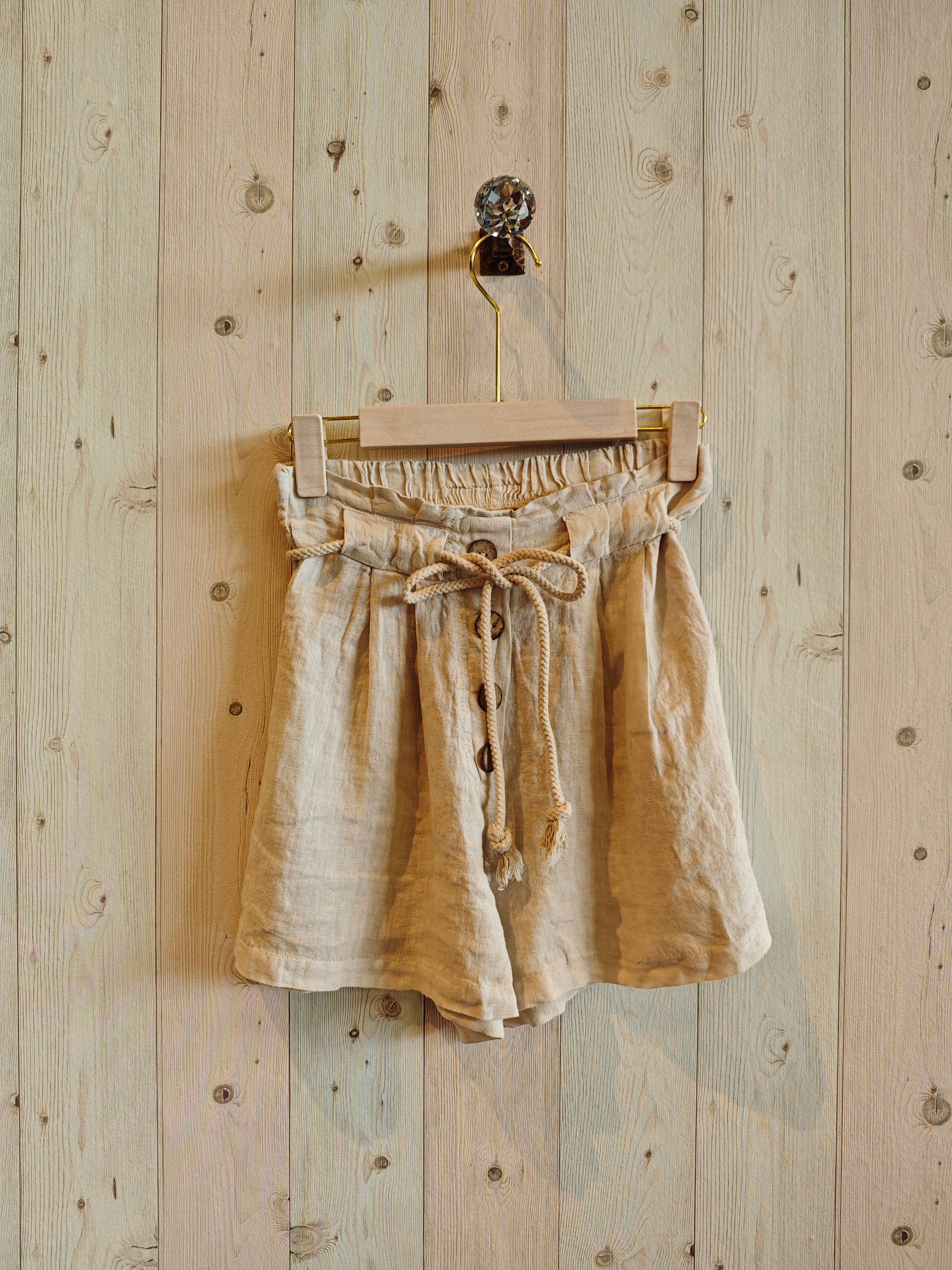 European Linen Shorts with Buttons 5572