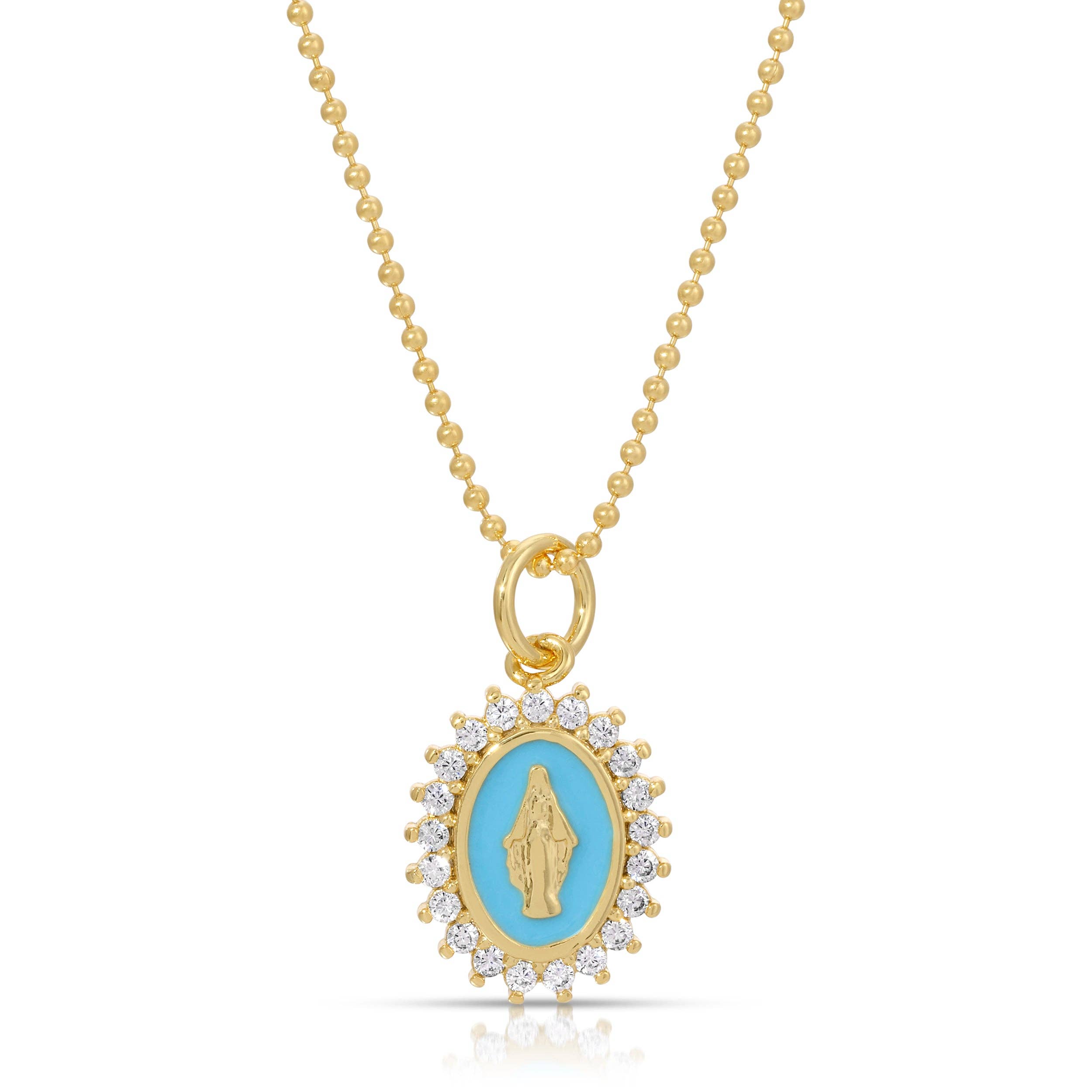 Joy Dravecky Mini Aqua Lady Lourdes Necklace