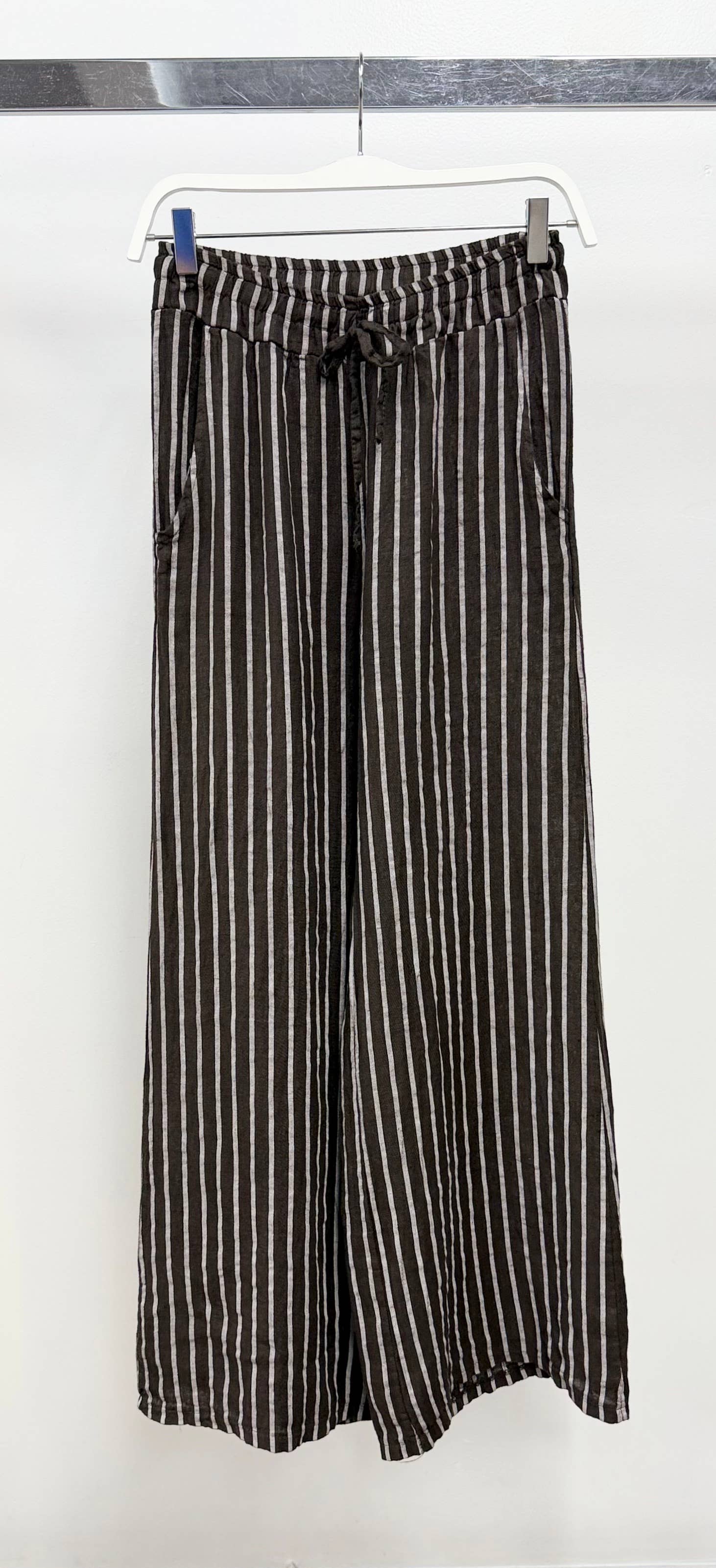 Milio Milano Striped Linen Pants w/ Drawstring Waist 2557