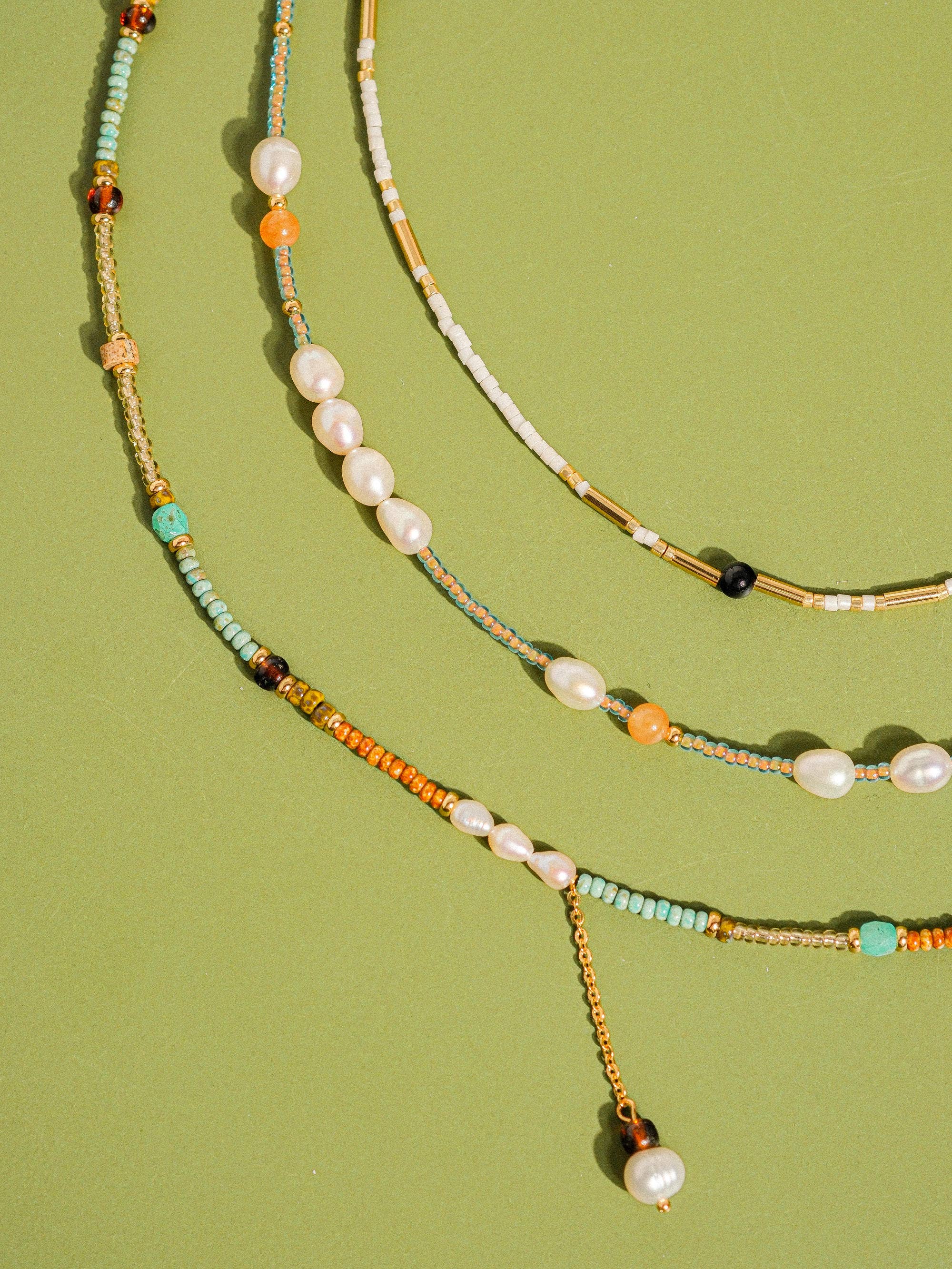 Flanerie 18K Handmade Bohemian Beaded Stack Necklaces