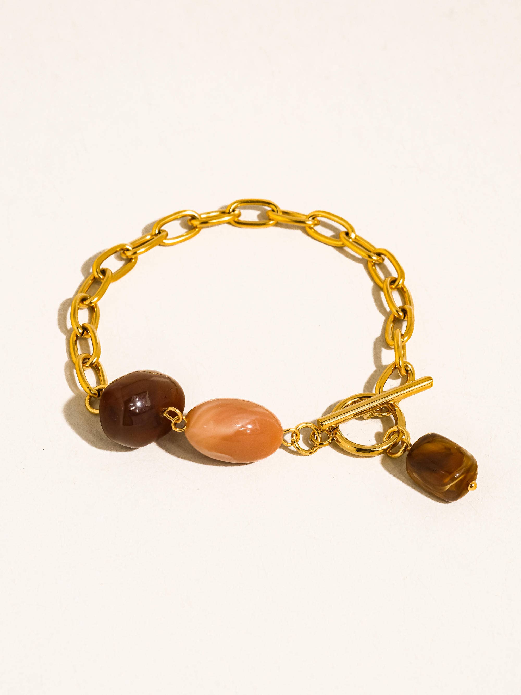Flânerie Kenlie 18K Gold Non-Tarnish Agate Charm Bracelet