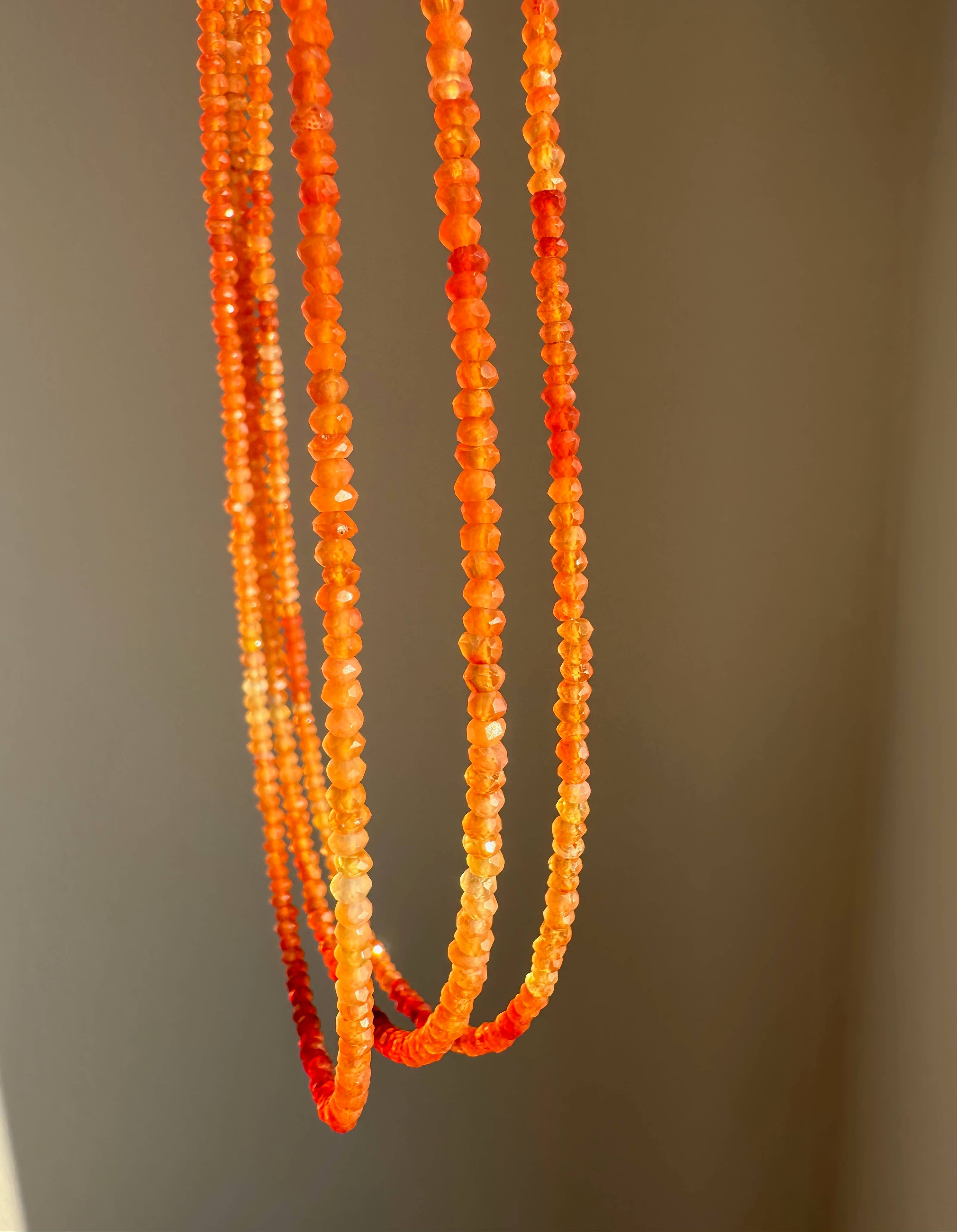 Anokhi Green Carnelian Slim Layering Necklace | Orange Strength Courage NKB42