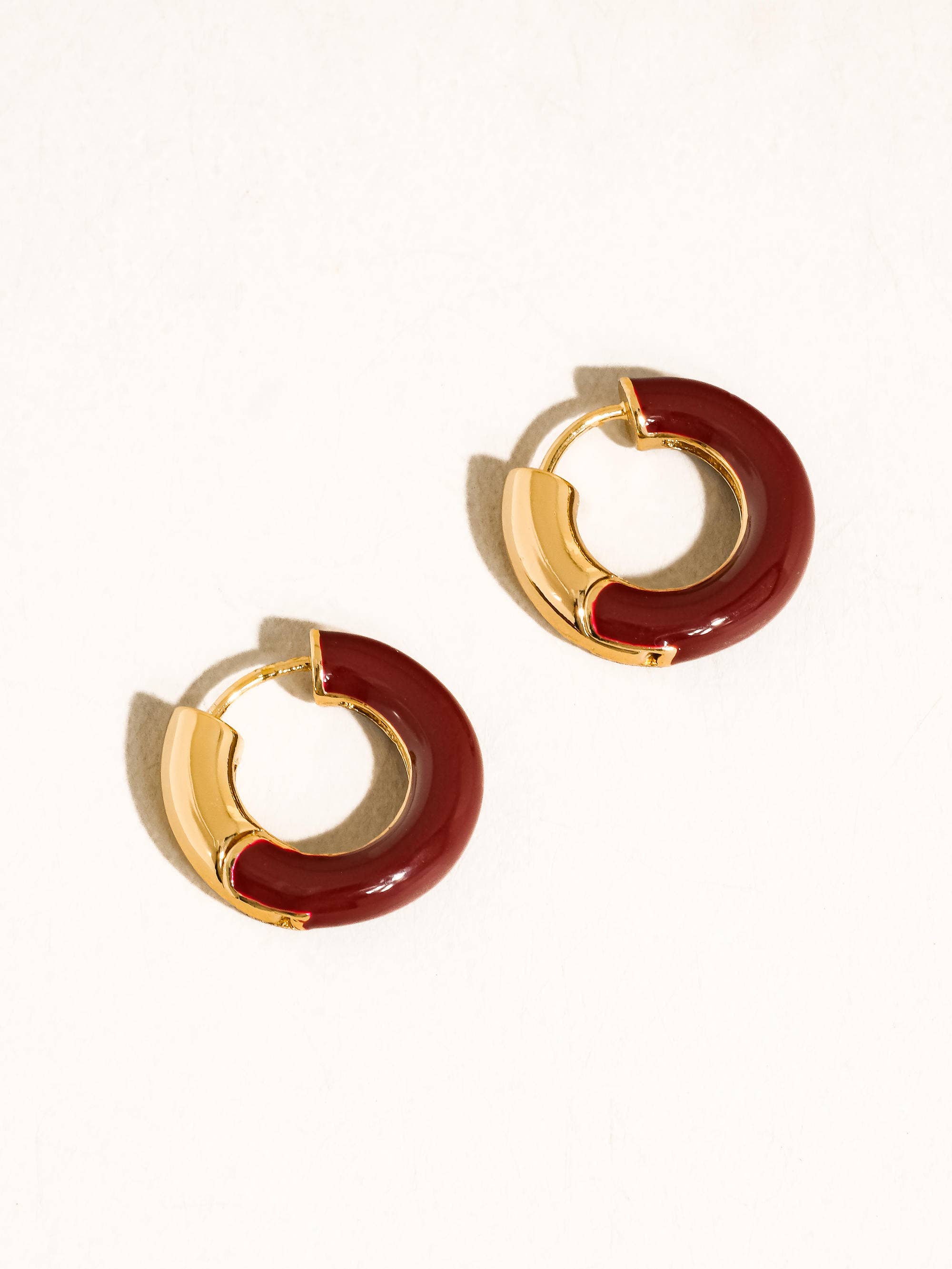Flânerie Odessa 18K Gold Vintage Enamel Hoop Earrings