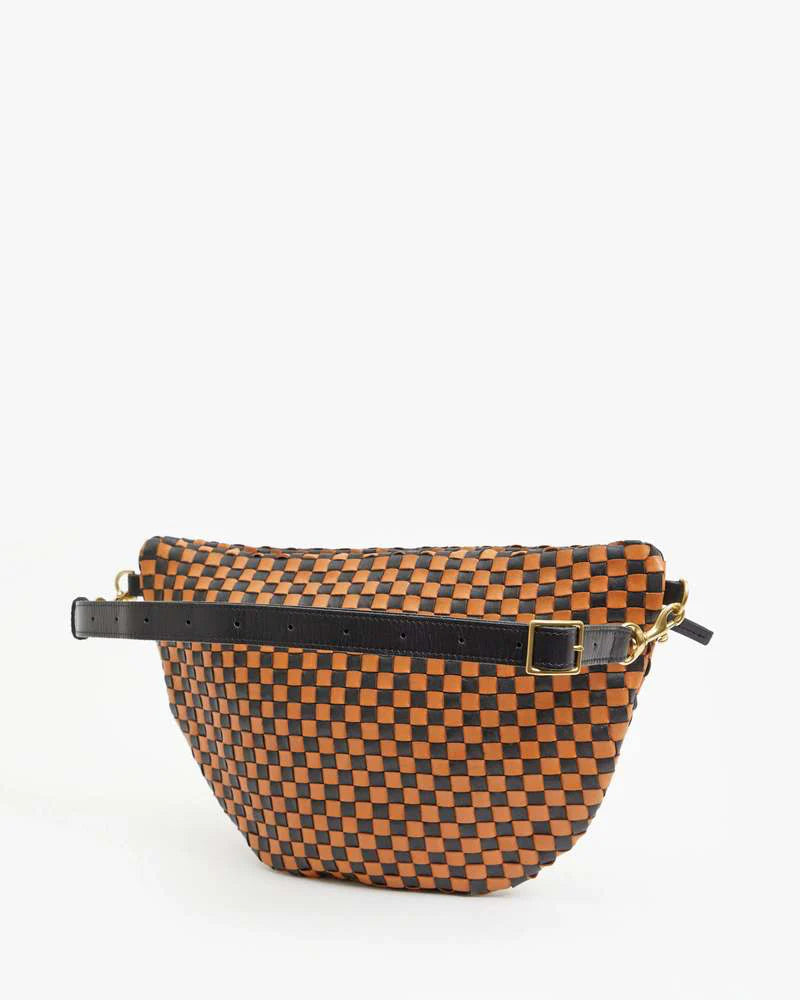 Clare V Grande Fanny - Woven Checker Black/Natural HB-FP-GF-100098