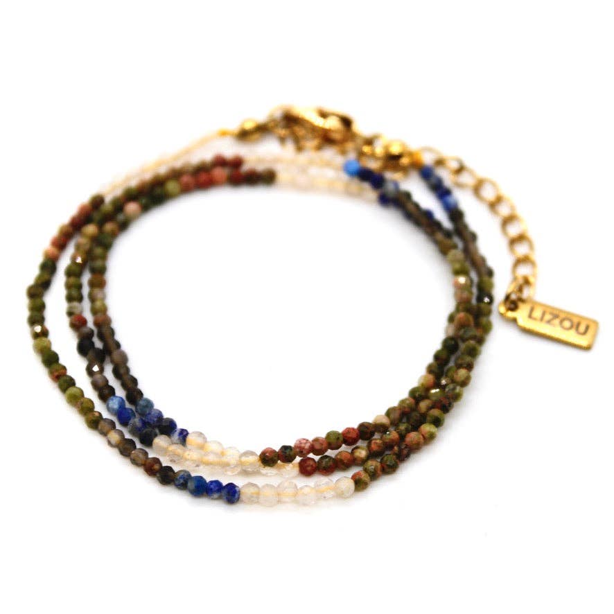 Lizou 16" Chocolate Gradient Stone Necklace #23