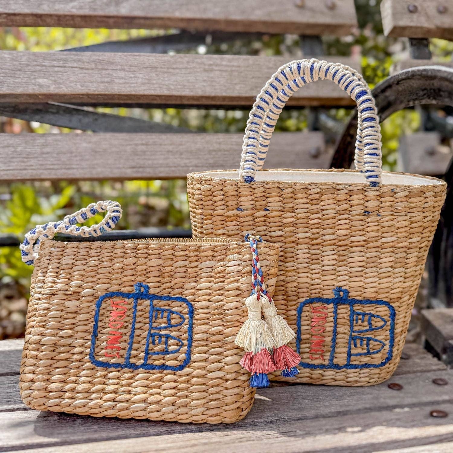 Mini Woven Pouch with Wristlet and Embroidered Sardine Can – Handwoven Pouch | LIKHÂ