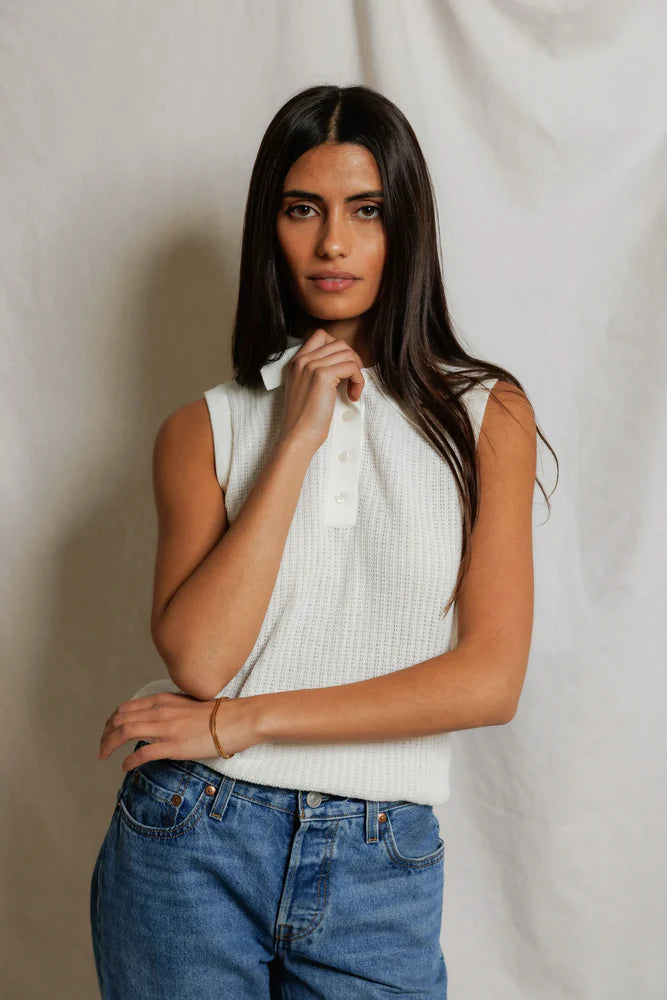 Perfect White Tee Fran Pointelle Polo