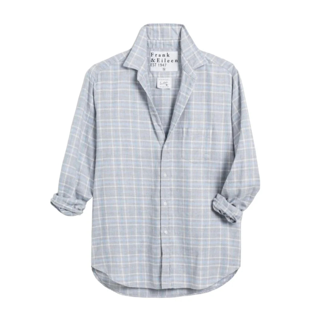 Frank & Eileen Eileen Relaxed Button-Up Shirt Melange Grey/Blue Plaid