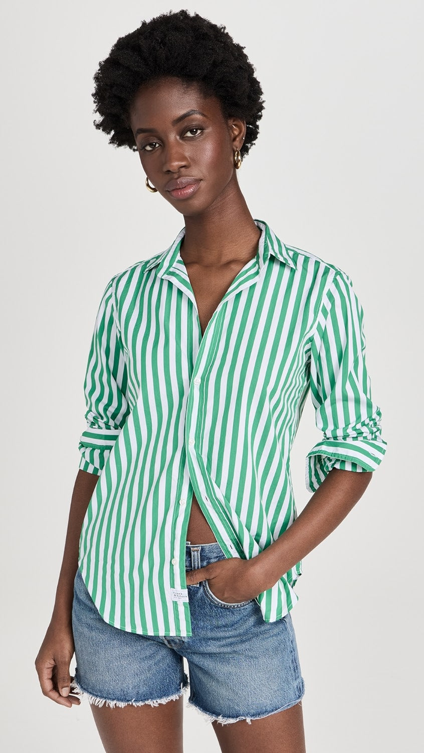 Frank & Eileen Frank Classic Button-Up Shirt - Wide Green Stripe