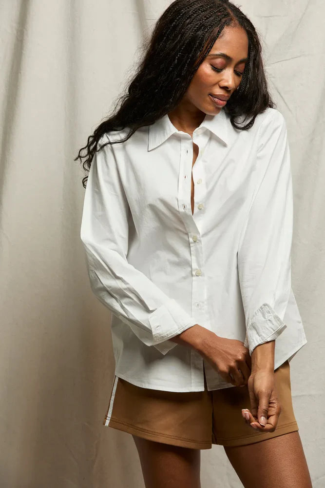 Perfect White Tee Giselle Button Up Top