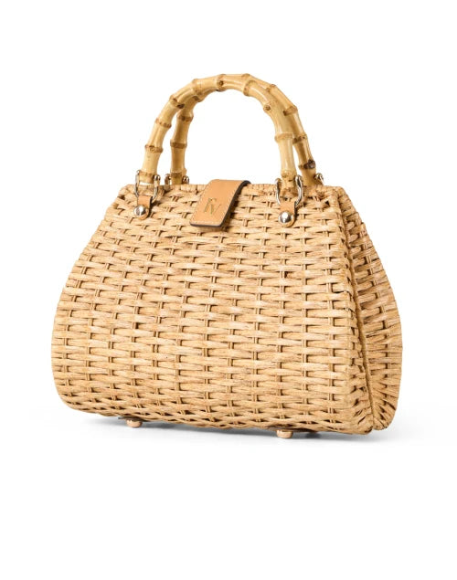 Frances Valentine Rooster Wicker With Bamboo Handle Beige