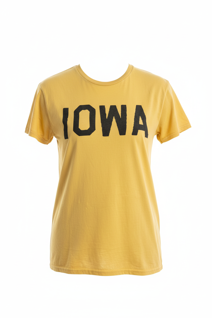 Retro Brand Iowa Hawkeyes Collegiate Tee Vintage Gold - Ghost Mannequin