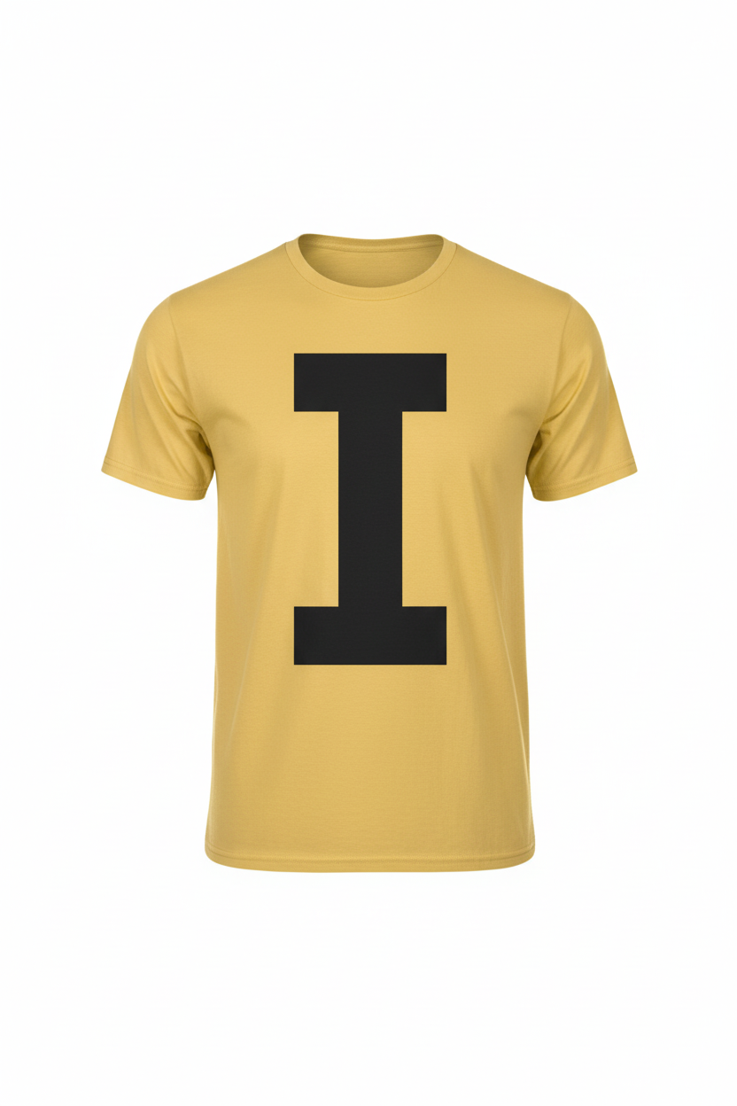 Retro Brand Iowa Hawkeyes Varsity Collegiate I Tee Old Gold - Ghost Mannequin