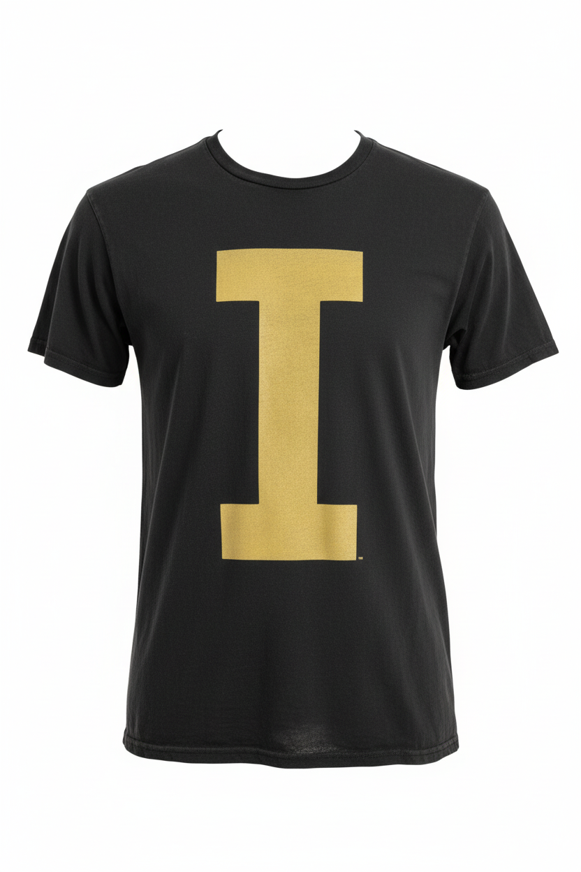 Retro Brand Iowa Hawkeyes Varsity Collegiate I Tee Black - Ghost Mannequin