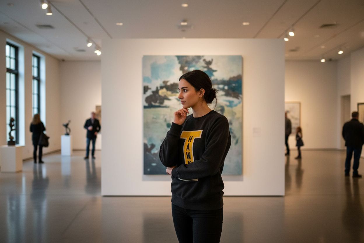 Woman wearing Retro Brand Inside Out Hawk I Sweatshirt in vintage black