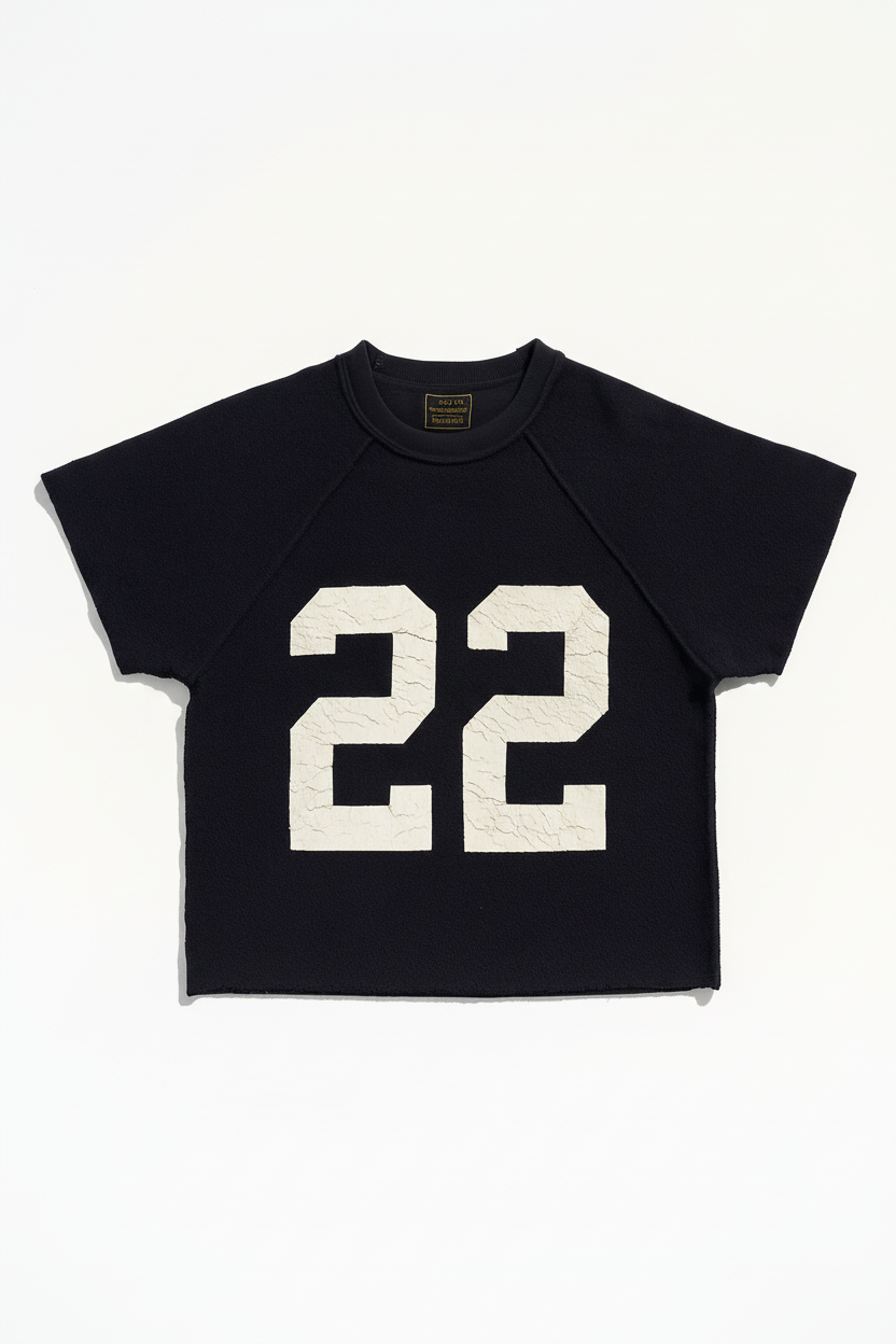 Retro Brand Iowa 22 Sliced Short Sleeve Sweatshirt Black - Product Photo