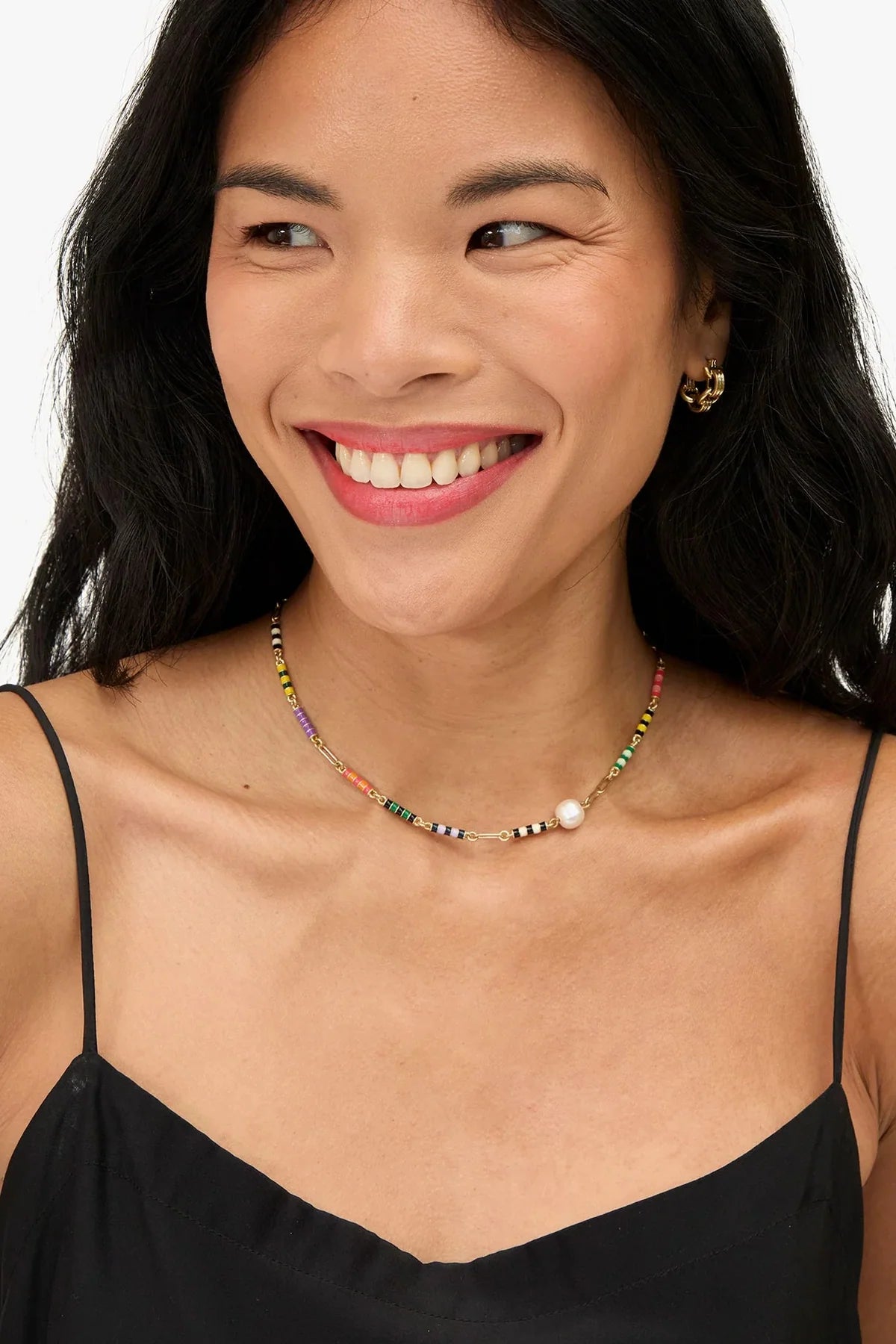 Clare V. Le Stripe Pearl Necklace CVJ1000995