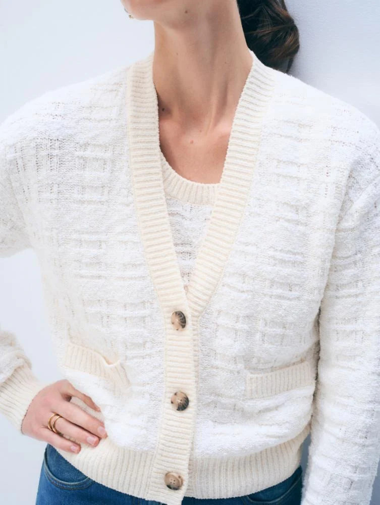 White + Warren Textured Boucle Cardigan 21721