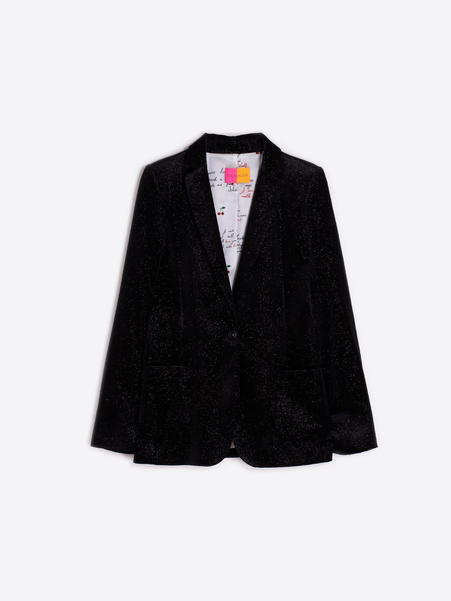 Vilagallo Harlow Jacket in Black Glitter 32633