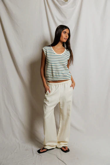 Perfect White Tee Joy French Terry Striped Scoop Tank