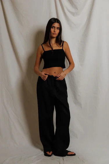 Perfect White Tee Lorana Linen Drawstring Pants