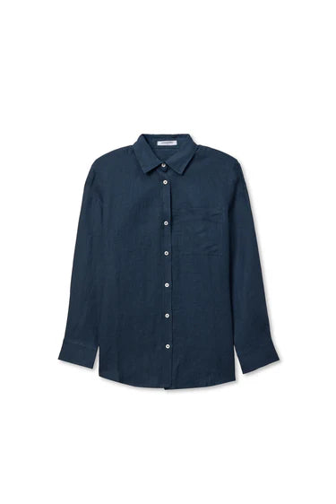 Perfect White Tee Lorelai Linen Oversized Button-Down Tee