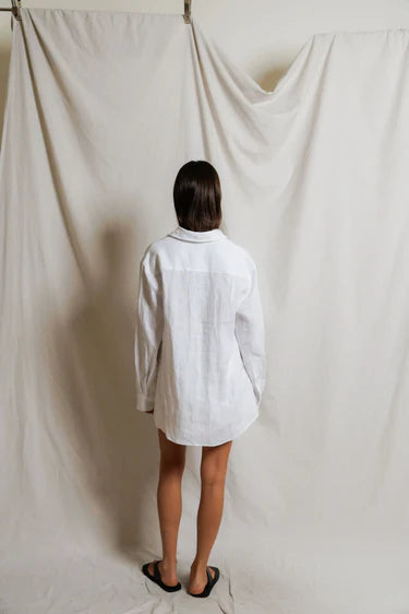 Perfect White Tee Lorelai Linen Oversized Button-Down Tee