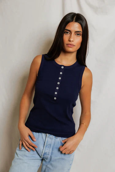 Perfect White Tee Loretta Luxe Rib Henley Tank