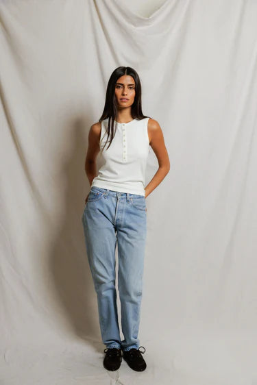 Perfect White Tee Loretta Luxe Rib Henley Tank