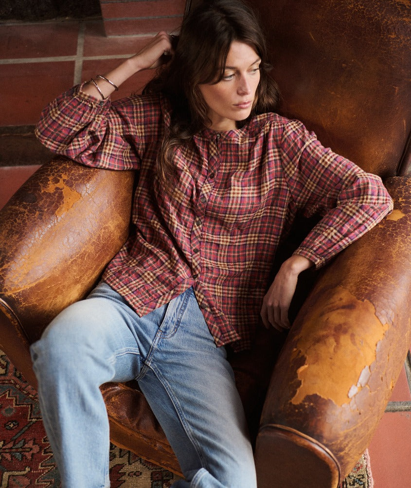 Marine Layer Millie Wool Blouse - Autumn Plaid view 1