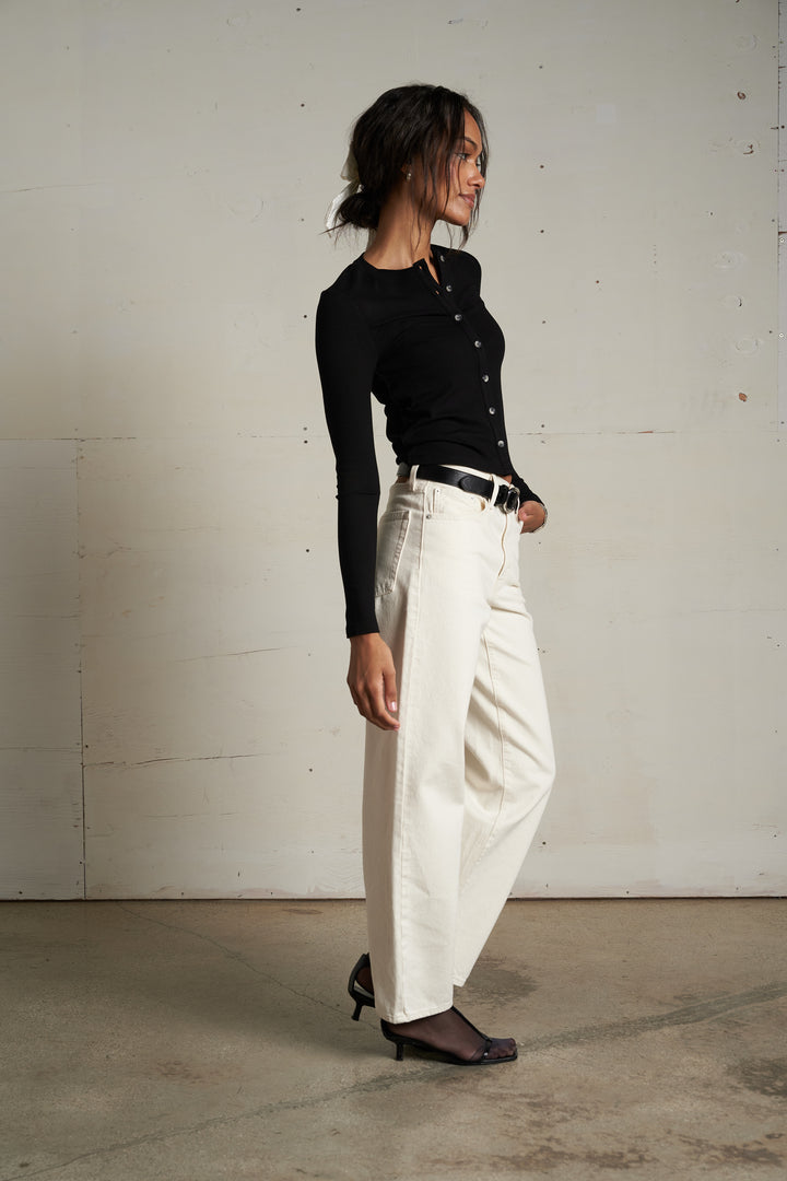 Perfect White Tee Maureen Luxe Rib Crewneck Cardigan