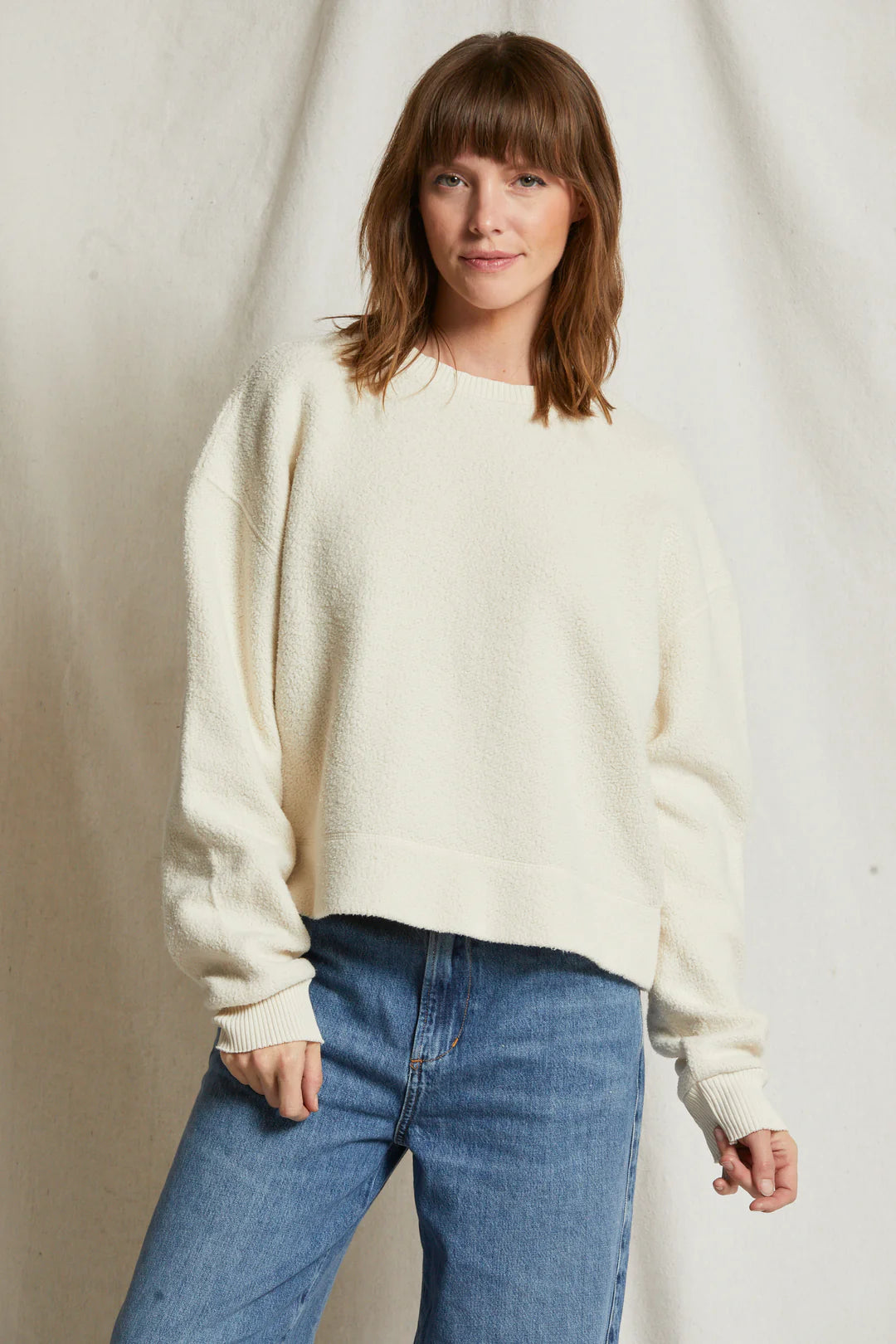 Perfect White Tee Mayer Reverse Luxe Fluff Fleece Pullover