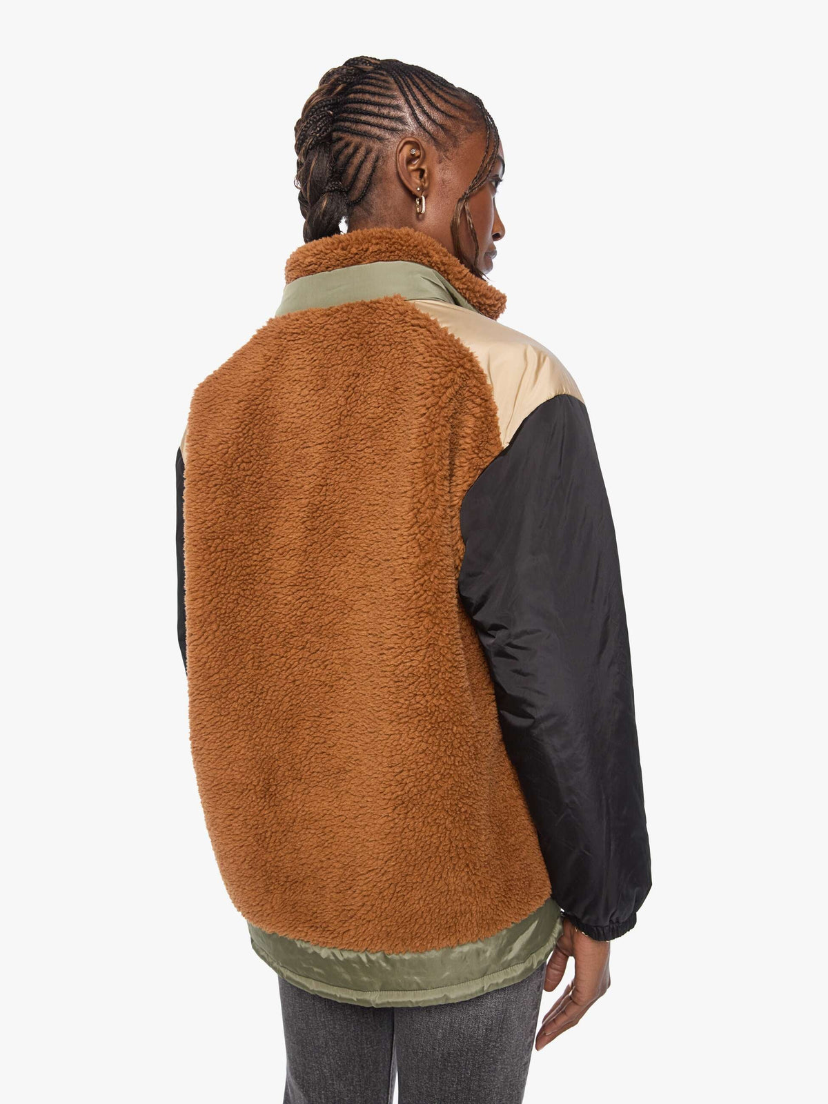 MOTHER The Teddy Zip - Caramel Cafe back view