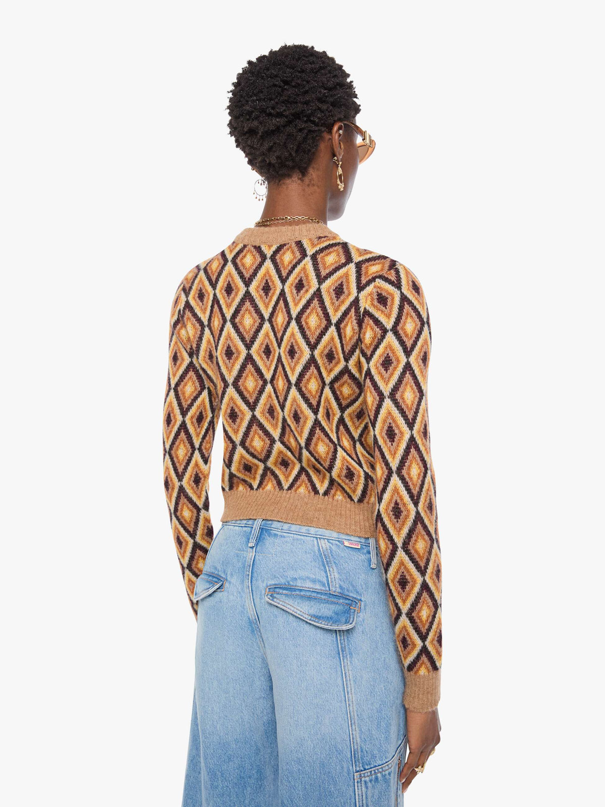 MOTHER The Crop Jumper - Beeswax And Caramel Cafe back view
