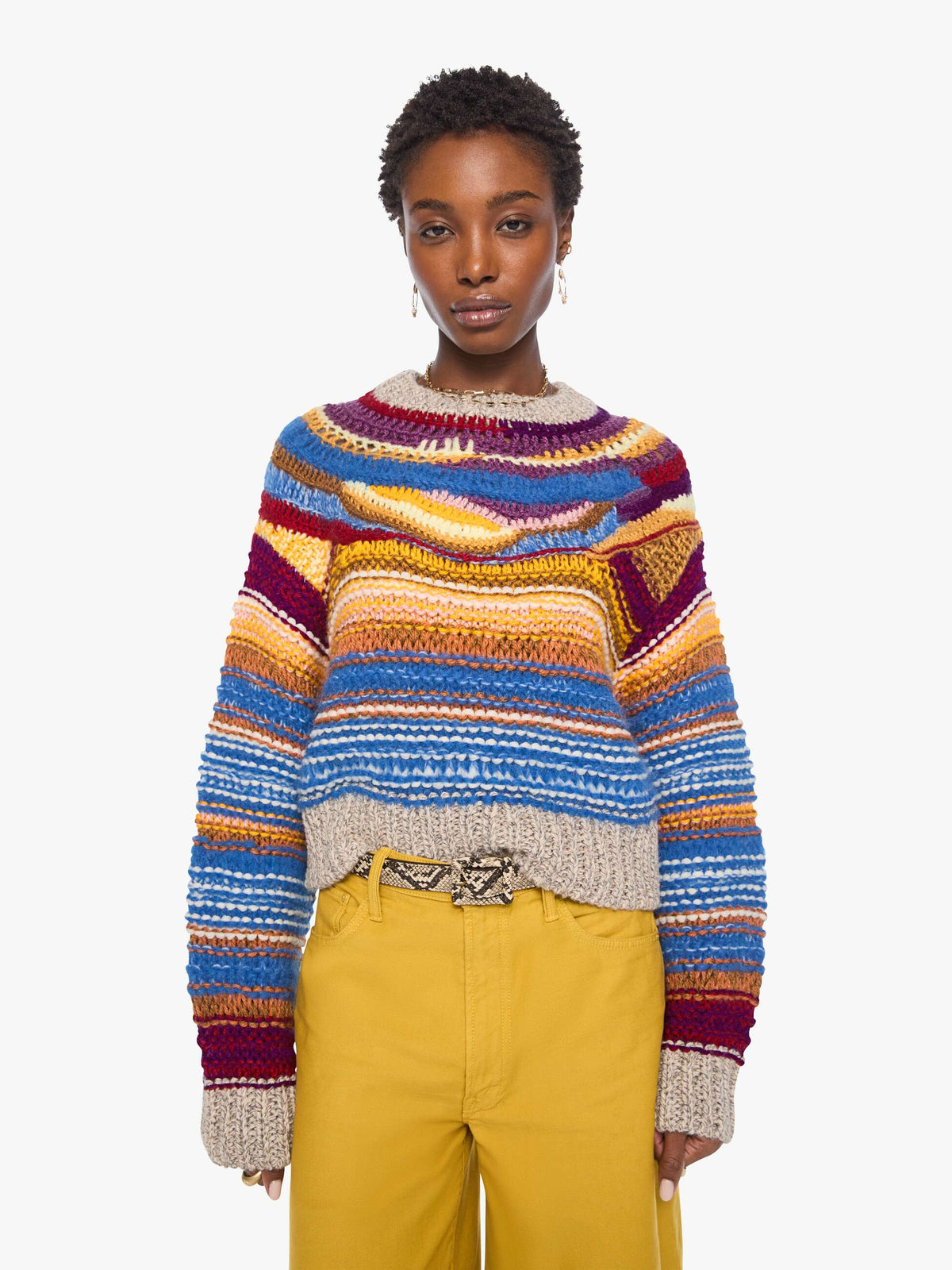 MOTHER The Boxy Jumper - Multi Color front view