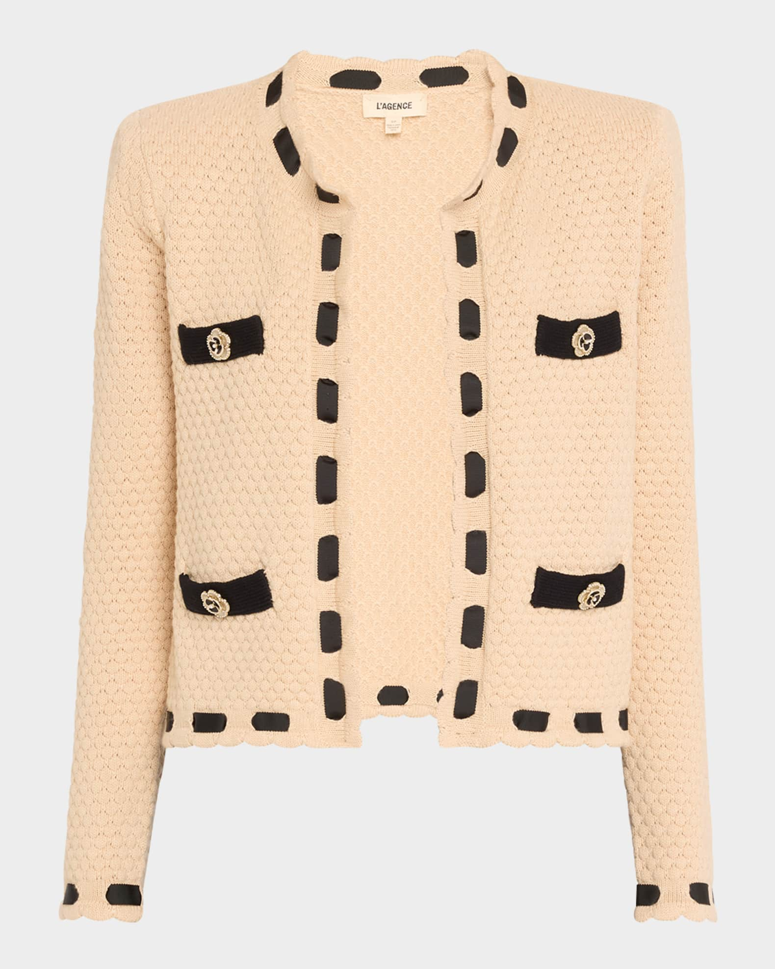 L'Agence Astor Contrast Trim Cardigan