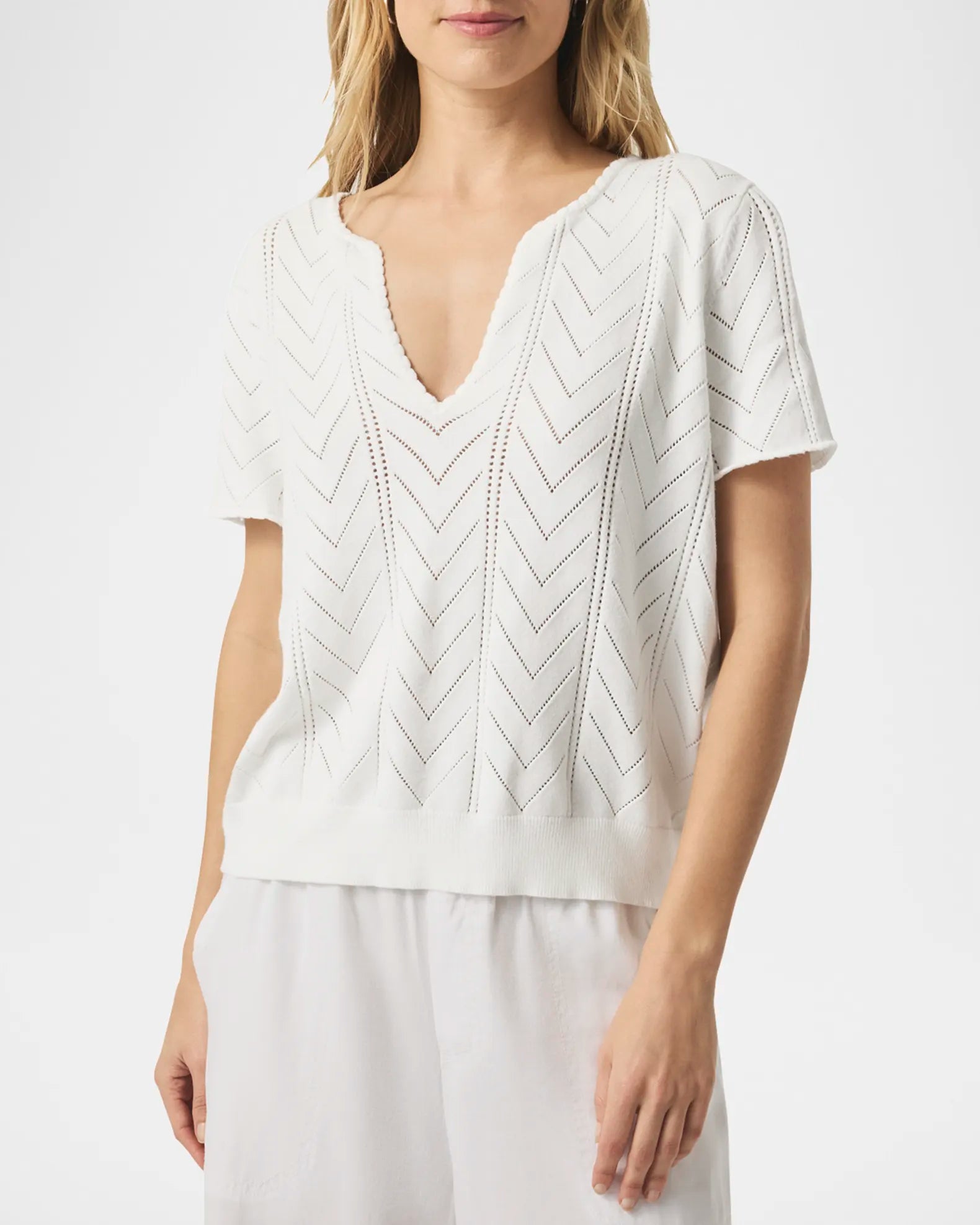 Splendid Sabrina Pointelle Sweater White RS5S540SE