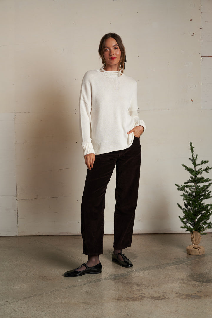 Perfect White Tee Nova Cotton Cashmere Mock Neck Sweater