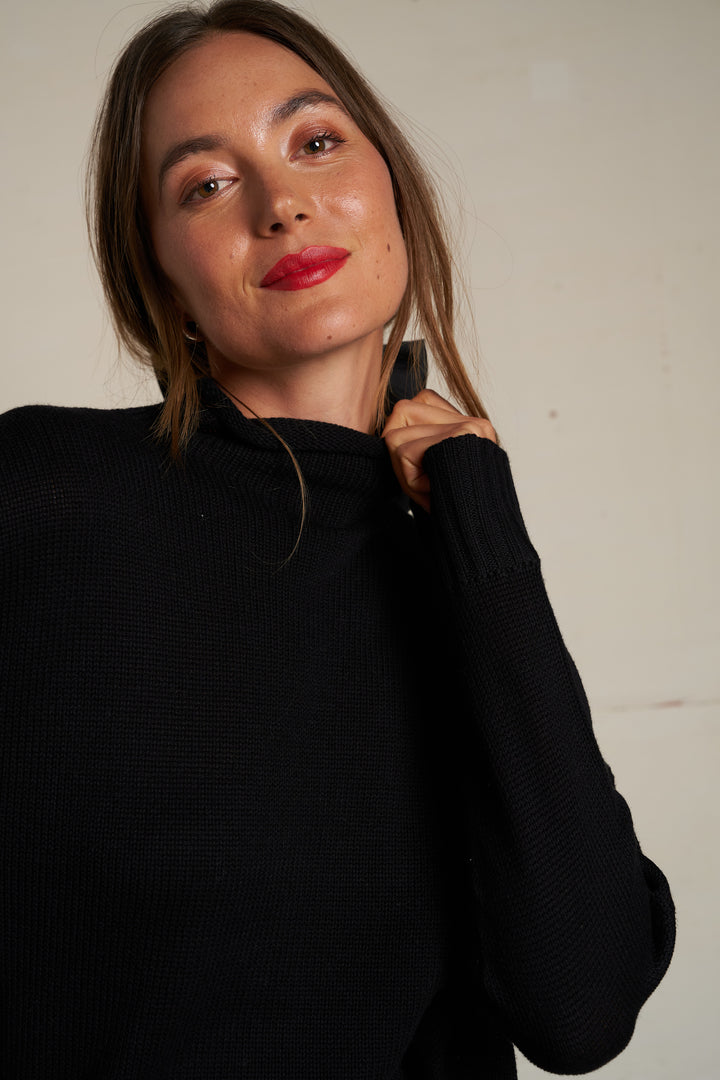 Perfect White Tee Nova Cotton Cashmere Mock Neck Sweater