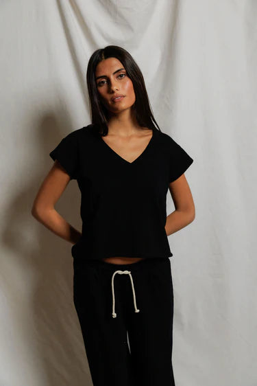 Perfect White Tee Pearl V Neck Tee Shirt