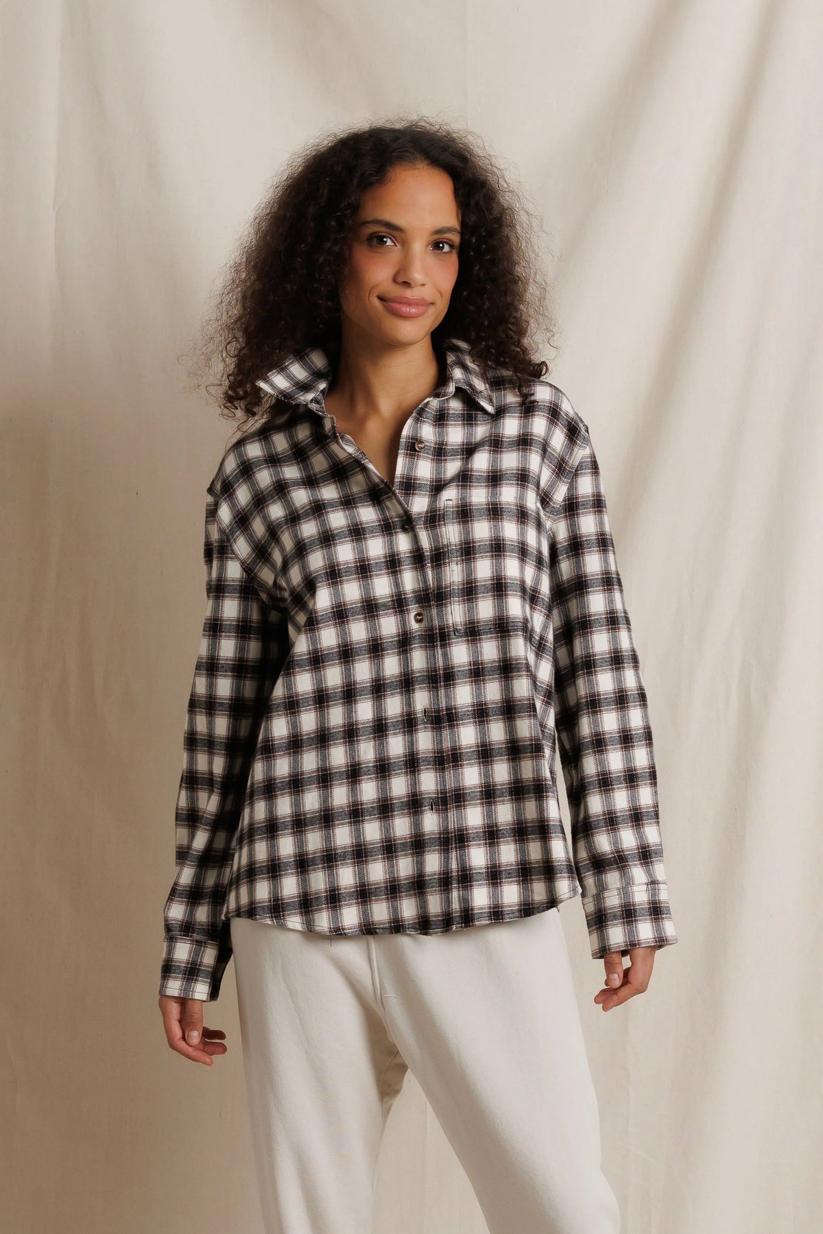 Perfect White Tee Teresa - Tobacco Check Plaid