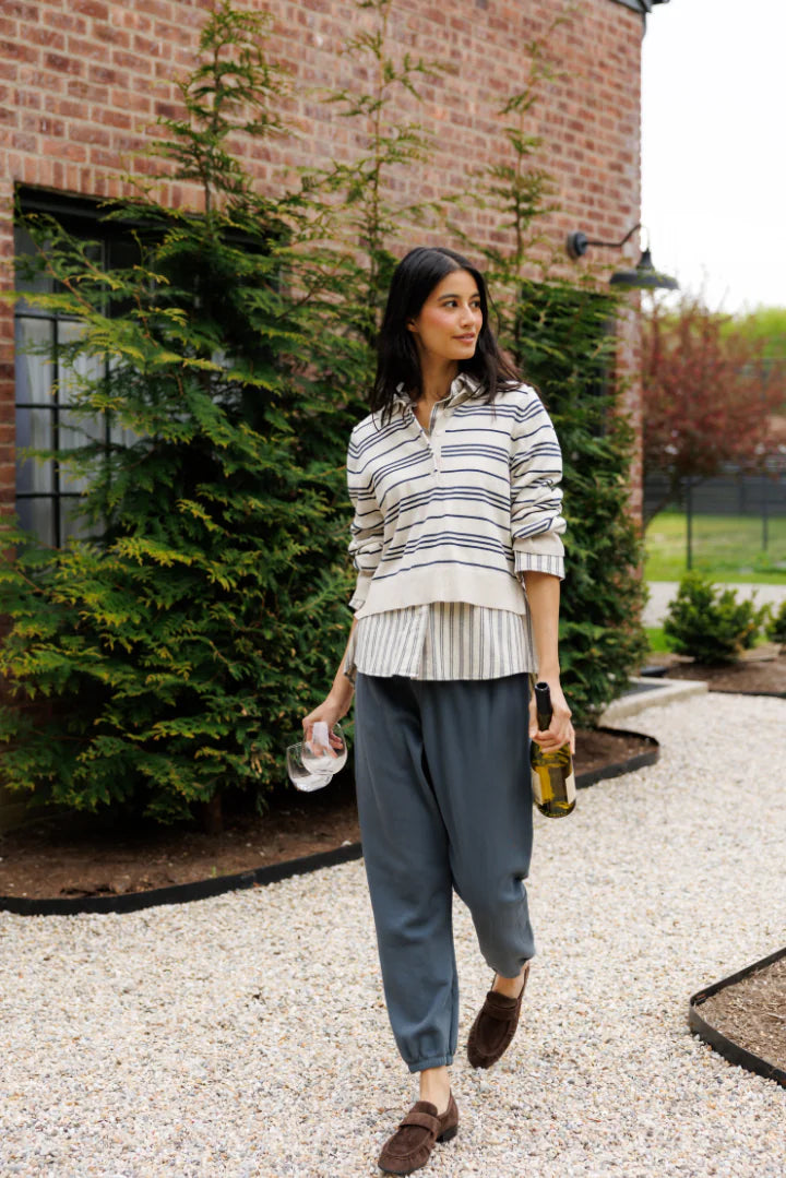 Perfect White Tee Ximena - Oatmeal Heather/Turbulence Stripe