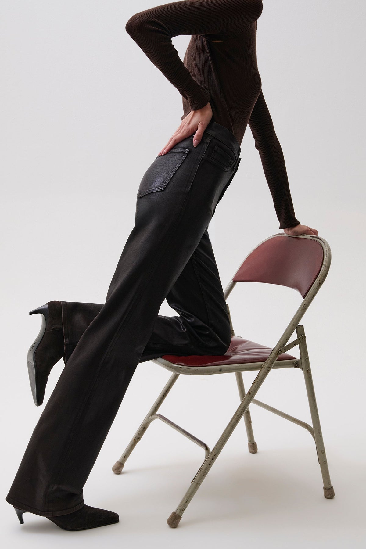 Pistola Evie High Rise Slim Boot - Coated Mocha — photo 2