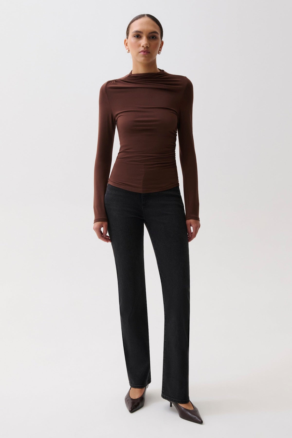 Pistola Nathalia Draped Mock Neck - Woodland — photo 4