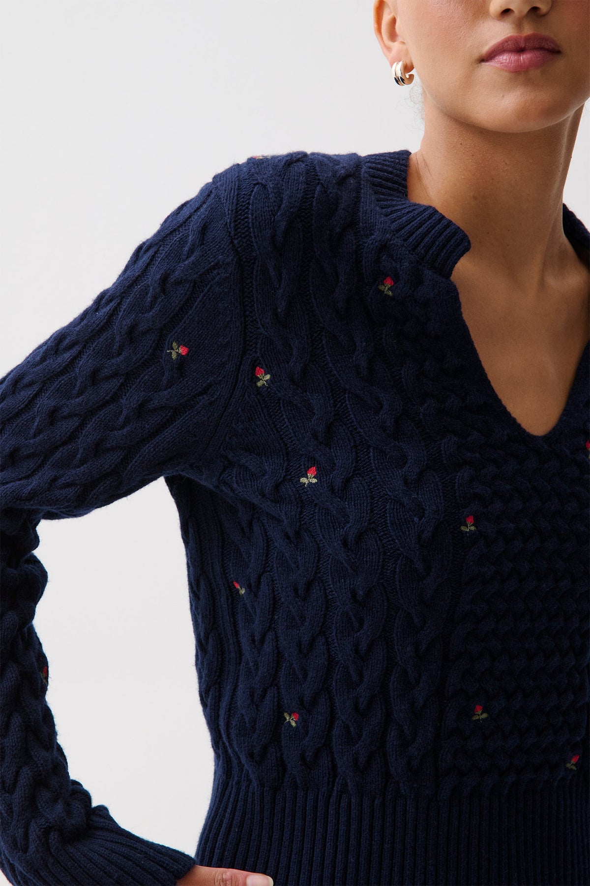 Pistola Shana Cable Embroidered Sweater - Soft Night — photo 2