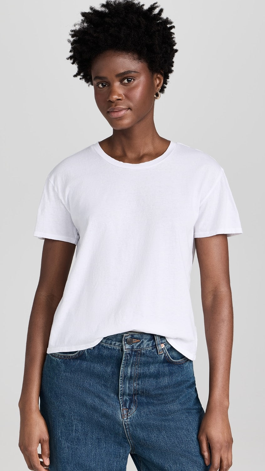 Perfect White Tee Harley Cotton Short Sleeve Boxy Crew Tee Shirt