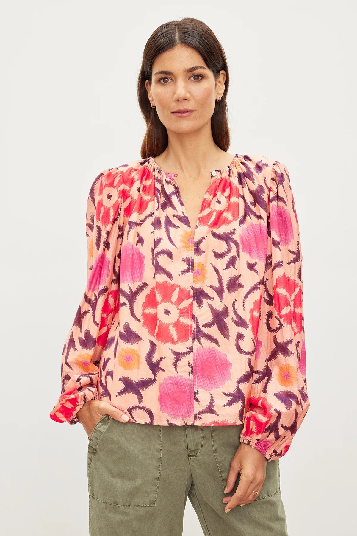 Velvet Fraser Printed Silk Cotton Voile Top