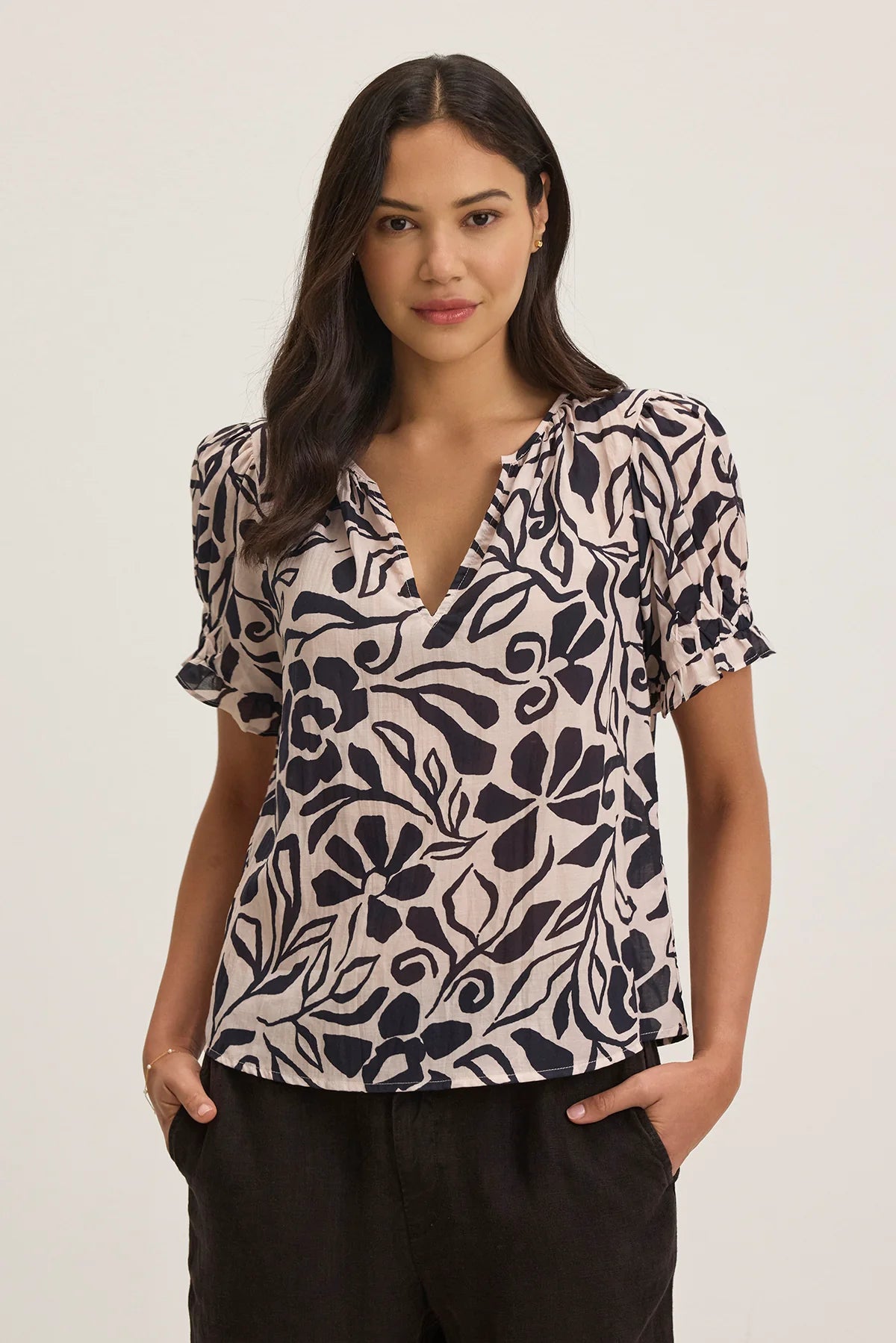 Velvet Leslie Short Sleeve Poet Top